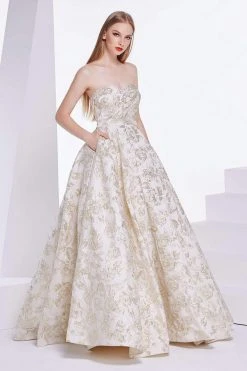 J'Adore Dresses - J14002 Metallic Strapless Sweetheart Ballgown Formal Gowns