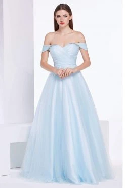 Formal Gowns J'Adore Dresses - J14007 Embellished Off-shoulder Tulle Ballgown