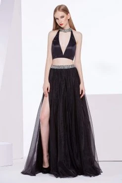 J'Adore Dresses - J14009 Embellished Two Piece Organza A-line Dress Formal Gowns