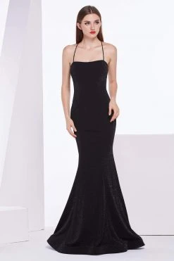 J'Adore Dresses - J14012 Sparkle Jersey Halter Mermaid Dress Formal Gowns