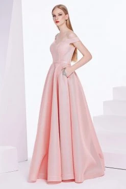 J'Adore Dresses - J14023 Embellished Off-Shoulder Mikado Ballgown Formal Gowns