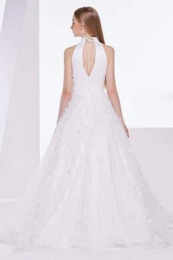 Formal Gowns J'Adore Dresses - J14036 Embroidered Tulle High Halter Ballgown