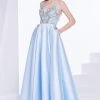 Formal Gowns J'Adore Dresses - J14044 Bedazzled Plunging V-neck Mikado A-line Dress