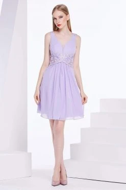 J'Adore Dresses - J14083 Lace V-neck Chiffon A-line Dress