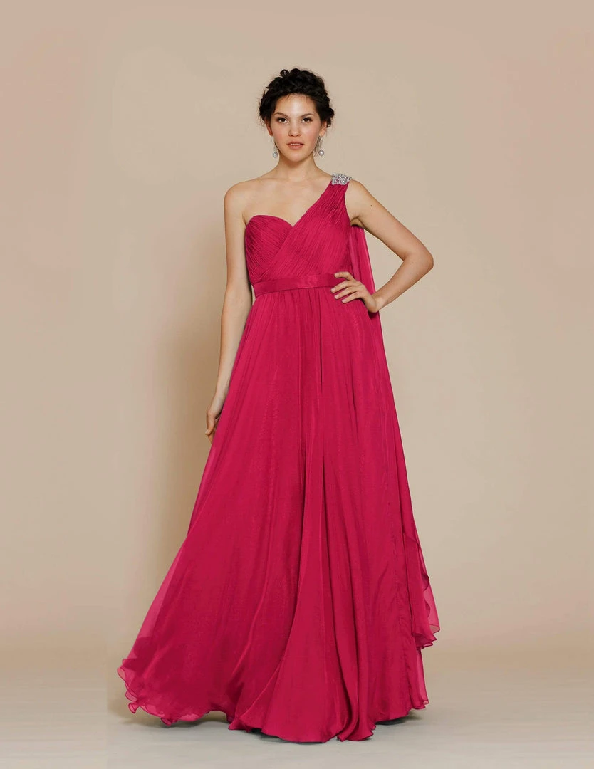 J'Adore Dresses - J2042 Embellished One Shoulder Ruched Chiffon A-line Dress 3 J'Adore Dresses - J2042 Embellished One Shoulder Ruched Chiffon A-line Dress