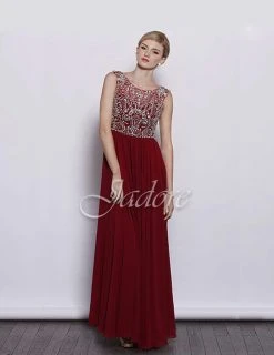 J'Adore Dresses - J3035 Rhinestone Beaded Sleeveless Chiffon Gown