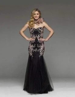 J'Adore Dresses - J4004 Strapless Contrast Beaded Mermaid Gown Formal Gowns