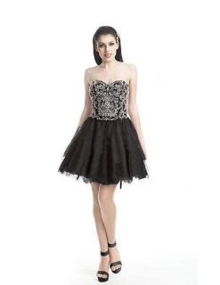 J'Adore Dresses - J5058 Pearl Beaded Strapless A-line Dress