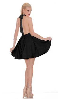 Cocktail Dresses J'Adore Dresses - J6010 Halter V-neck Neoprene Pleated A-line Dress