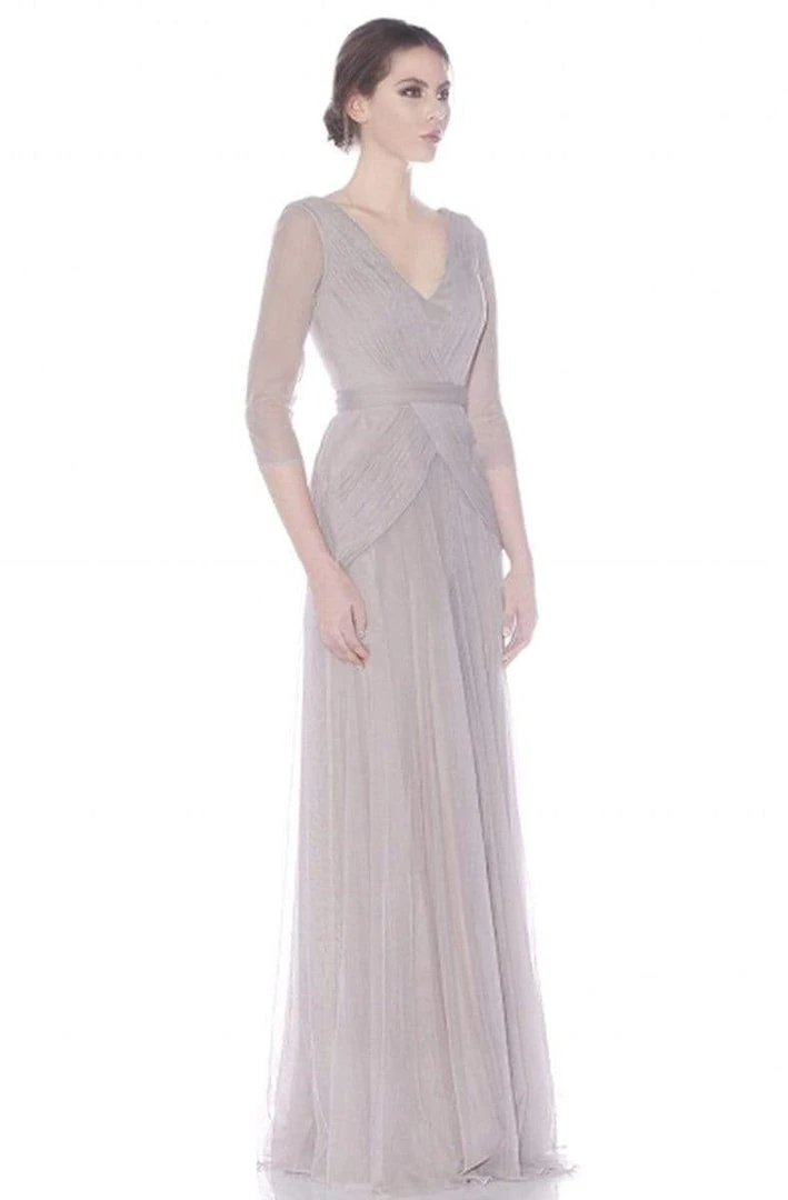 J'Adore Dresses - J7012 Quarter Length Sleeve Ruched V-neck A-line Dress Formal Gowns 5 J'Adore Dresses - J7012 Quarter Length Sleeve Ruched V-neck A-line Dress Formal Gowns