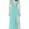 Formal Gowns J'Adore Dresses - J7100 Deep Plunge V Neck High Slit Soft Chiffon Gown 2 Formal Gowns J'Adore Dresses - J7100 Deep Plunge V Neck High Slit Soft Chiffon Gown