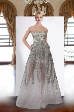 Janique - 17045 Embroidered Sweetheart A-line Dress Formal Gowns