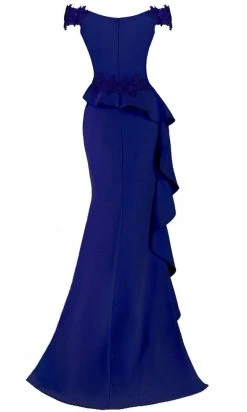 Janique - 1945 Off Shoulder Lace Applique Ruffle Peplum Trumpet Gown Formal Gowns 17 Janique - 1945 Off Shoulder Lace Applique Ruffle Peplum Trumpet Gown Formal Gowns