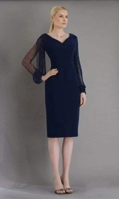 Cocktail Dresses Janique - 1946 Beaded Long Sleeve Fitted Dress
