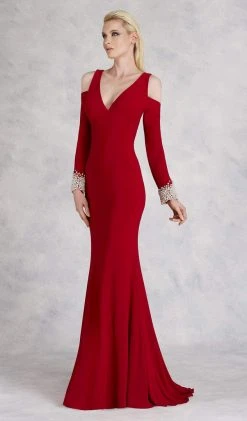 Janique - Captivating Long Sleeve Mermaid Gown With Crystallized Cuffs K6573 8 Janique - Captivating Long Sleeve Mermaid Gown With Crystallized Cuffs K6573