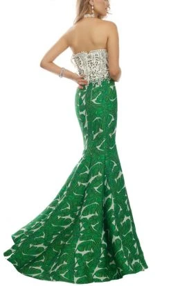 Janique - Embellished Lace Printed Mermaid Evening Gown W1717 Formal Gowns 5 Janique - Embellished Lace Printed Mermaid Evening Gown W1717 Formal Gowns
