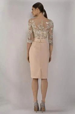 Janique - Embroidered Bateau Cocktail Dress 1906 - 1 Pc Blush In Size 10 Available Cocktail Dresses