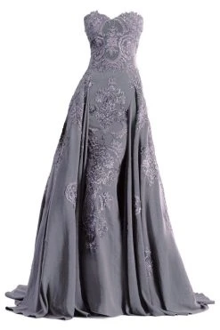Janique - Embroidered Straight Neck A-line Gown W1691 Formal Gowns