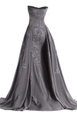 Janique - Embroidered Straight Neck A-line Gown W1691 Formal Gowns