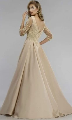 Formal Gowns Janique - Embroidered V-Neck Sleeved Long Mermaid Gown JA3009 19 Formal Gowns Janique - Embroidered V-Neck Sleeved Long Mermaid Gown JA3009