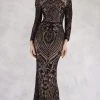 Janique - JA3017 Long Sleeve Geo-Sequined Mermaid Gown Formal Gowns 2 Janique - JA3017 Long Sleeve Geo-Sequined Mermaid Gown Formal Gowns
