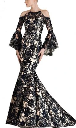 Janique - JA3021 Sequined Jewel Neck Mermaid Dress With Train Formal Gowns