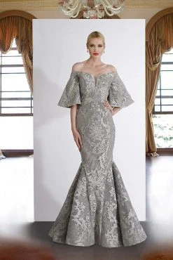 Janique - JA4013 Off-Shoulder Mermaid Evening Dress In Blush