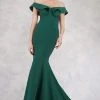 Janique - JQ1801 Split Off The Shoulder Mermaid Evening Gown Formal Gowns