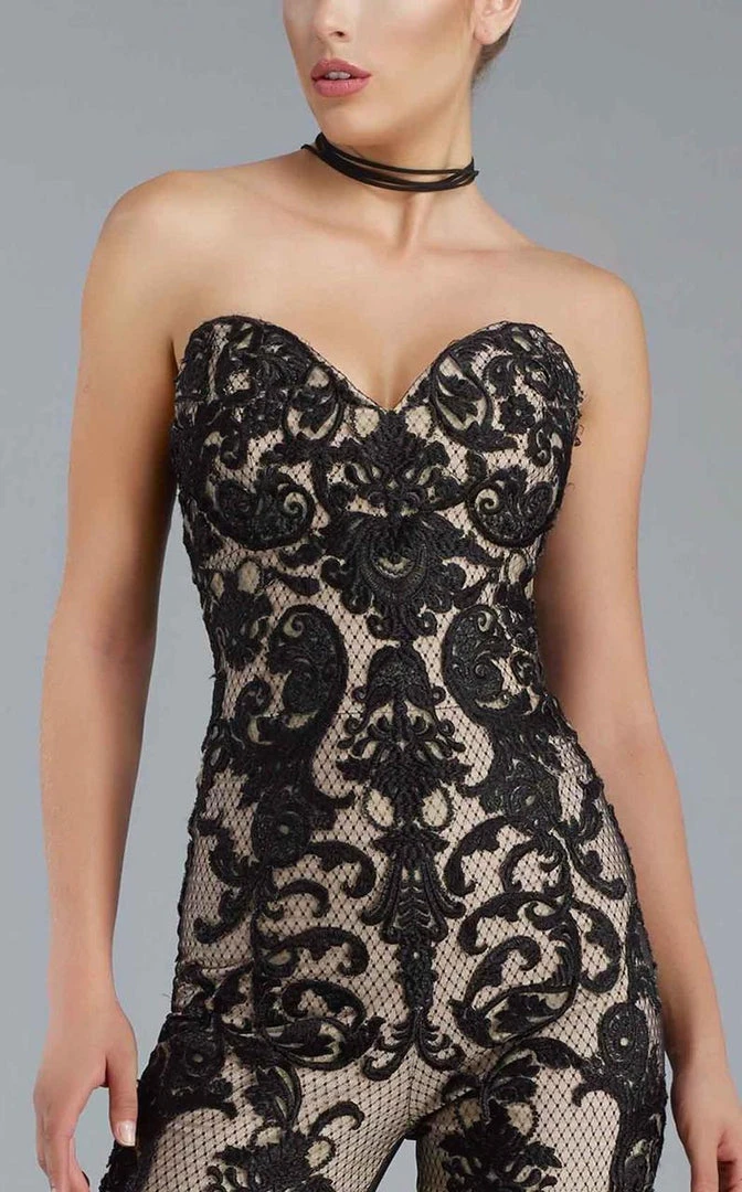 Janique - K6561 Strapless Sweetheart Lace Jumpsuit 4 Janique - K6561 Strapless Sweetheart Lace Jumpsuit