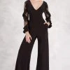 Formal Gowns Janique - K6598 Long Sleeve V-neck Jumpsuit 2 Formal Gowns Janique - K6598 Long Sleeve V-neck Jumpsuit