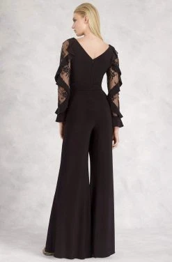Formal Gowns Janique - K6598 Long Sleeve V-neck Jumpsuit