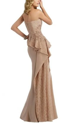 Janique - Splendid Strapless Assymetrical Peplum Mermaid Gown W1674