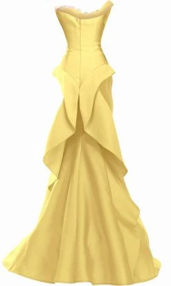 Janique - Strapless Asymmetric Fold-Over Neckline Long Gown C1691