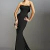 Janique - Strapless Folded Neckline Detail Stretch Crepe Gown With Side Peplum And Sweep Train C1167 Formal Gowns