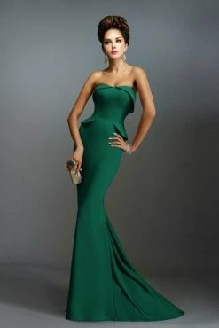 Janique - Strapless Folded Neckline Detail Stretch Crepe Gown With Side Peplum And Sweep Train C1167 Formal Gowns 15 Janique - Strapless Folded Neckline Detail Stretch Crepe Gown With Side Peplum And Sweep Train C1167 Formal Gowns