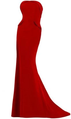 Janique - Strapless Folded Neckline Detail Stretch Crepe Gown With Side Peplum And Sweep Train C1167 Formal Gowns 19 Janique - Strapless Folded Neckline Detail Stretch Crepe Gown With Side Peplum And Sweep Train C1167 Formal Gowns