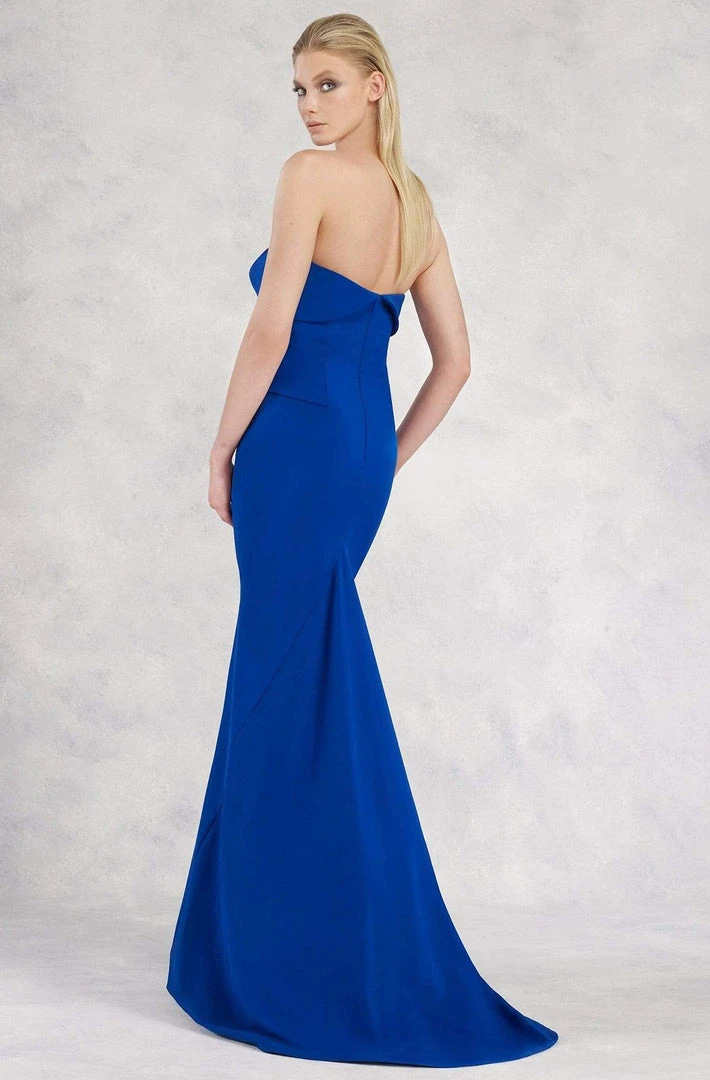 Janique - Strapless Folded Neckline Detail Stretch Crepe Gown With Side Peplum And Sweep Train C1167 Formal Gowns 5 Janique - Strapless Folded Neckline Detail Stretch Crepe Gown With Side Peplum And Sweep Train C1167 Formal Gowns