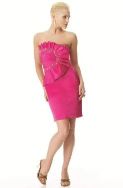 Janique Strapless Pleat-Detailed Sheath Dress JQ0831 - 2 Pcs Fuchsia In Size 8 And 12 Available Cocktail Dresses