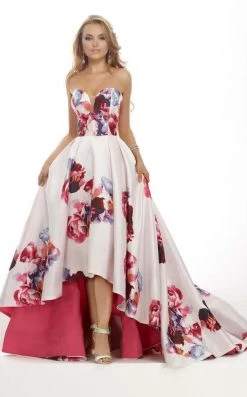Janique - Strapless Sweetheart Hi-Lo Floral Ballgown JA2002