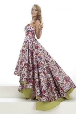 Janique - Strapless Sweetheart Hi-Lo Floral Ballgown JA2002 20 Janique - Strapless Sweetheart Hi-Lo Floral Ballgown JA2002