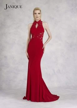 Formal Gowns Janique - W974 Jersey Gown In Red