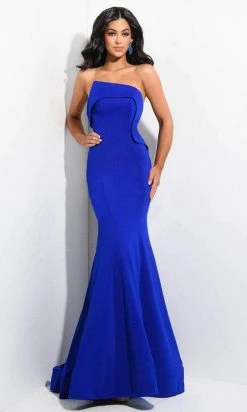 Jasz Couture - 7300 Strapless Folded Bateau Neck Formal Dress Formal Gowns