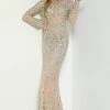 Formal Gowns Jasz Couture - Long Sleeve Embellished Sheath Dress 6455 - 1 Pc Nude In Size 2 Available 1 Formal Gowns Jasz Couture - Long Sleeve Embellished Sheath Dress 6455 - 1 Pc Nude In Size 2 Available