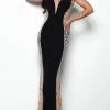 Jasz Couture - Plunging Beaded Jersey Sheath Gown 7078 - 1 Pc Black In Size 12 Available 2 Jasz Couture - Plunging Beaded Jersey Sheath Gown 7078 - 1 Pc Black In Size 12 Available