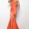 Jasz Couture - Strapless High Slit Satin Mermaid Dress 7035 - 1 Pc Orange In Size 00 Available 2 Jasz Couture - Strapless High Slit Satin Mermaid Dress 7035 - 1 Pc Orange In Size 00 Available