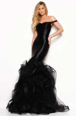 Jasz Couture - Strapless Ruffled Flare Mermaid Dress 7008