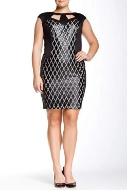 Jax - 2PYR57Q Crisscross Trim Cutout Dress