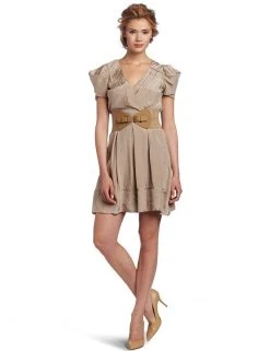 Jessica Simpson - Pleated V Neck Cocktail Dress JS2A1005 Cocktail Dresses