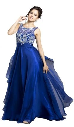 Aspeed Design - Jewel Embellished Layered Chiffon Prom Dress