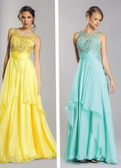 Aspeed Design - Jewel Embellished Layered Chiffon Prom Dress